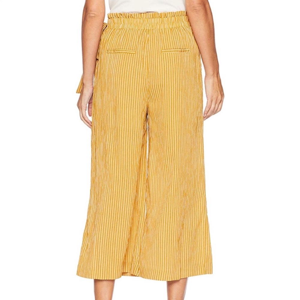 J.O.A. Sz S Just One Answer Wide Leg Cropped Pants Mustard Cream Flowy F… - Picture 4 of 16